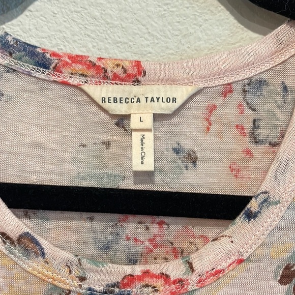 Rebecca Taylor| Rose Marlena Floral Linen Jersey Dress| Size Large - Picture 7 of 9